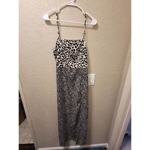 Wild Honey Mixed Print Animal Print Dress With Side Slit Size Small